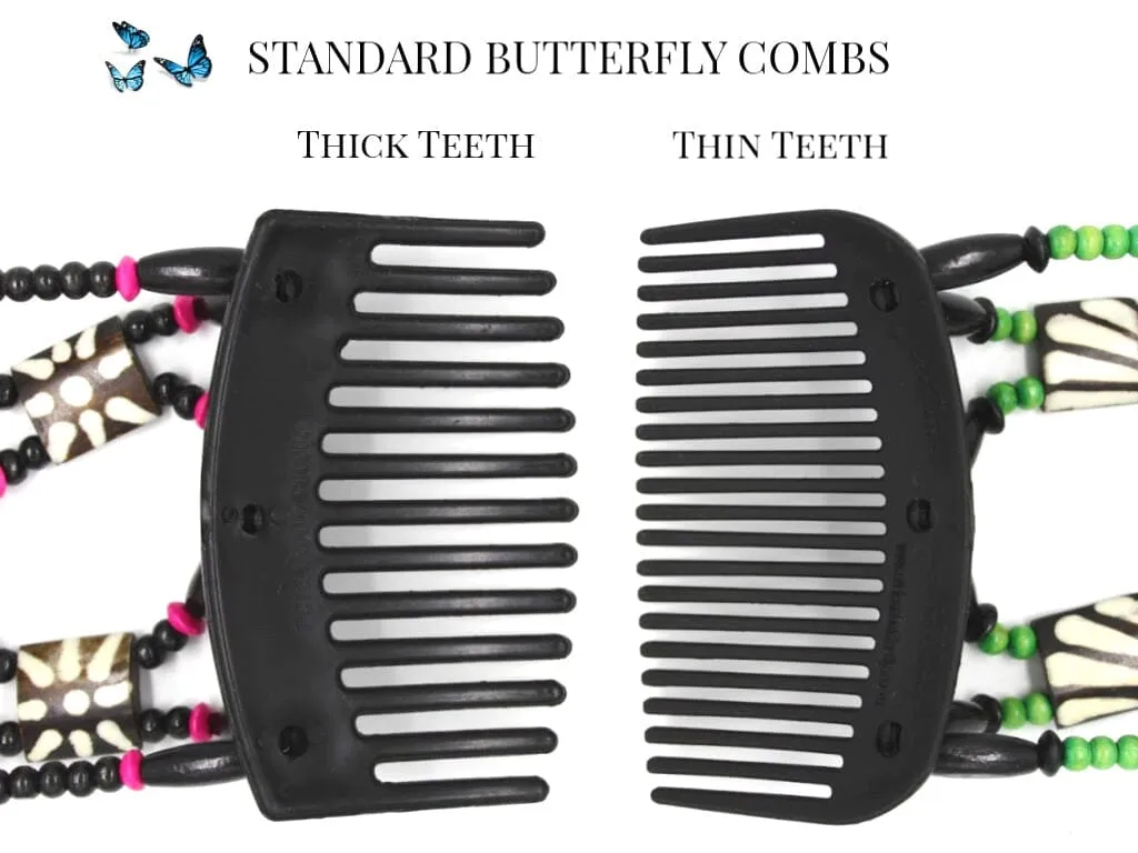 African Butterfly Thick Hair Comb - Dupla Black 95