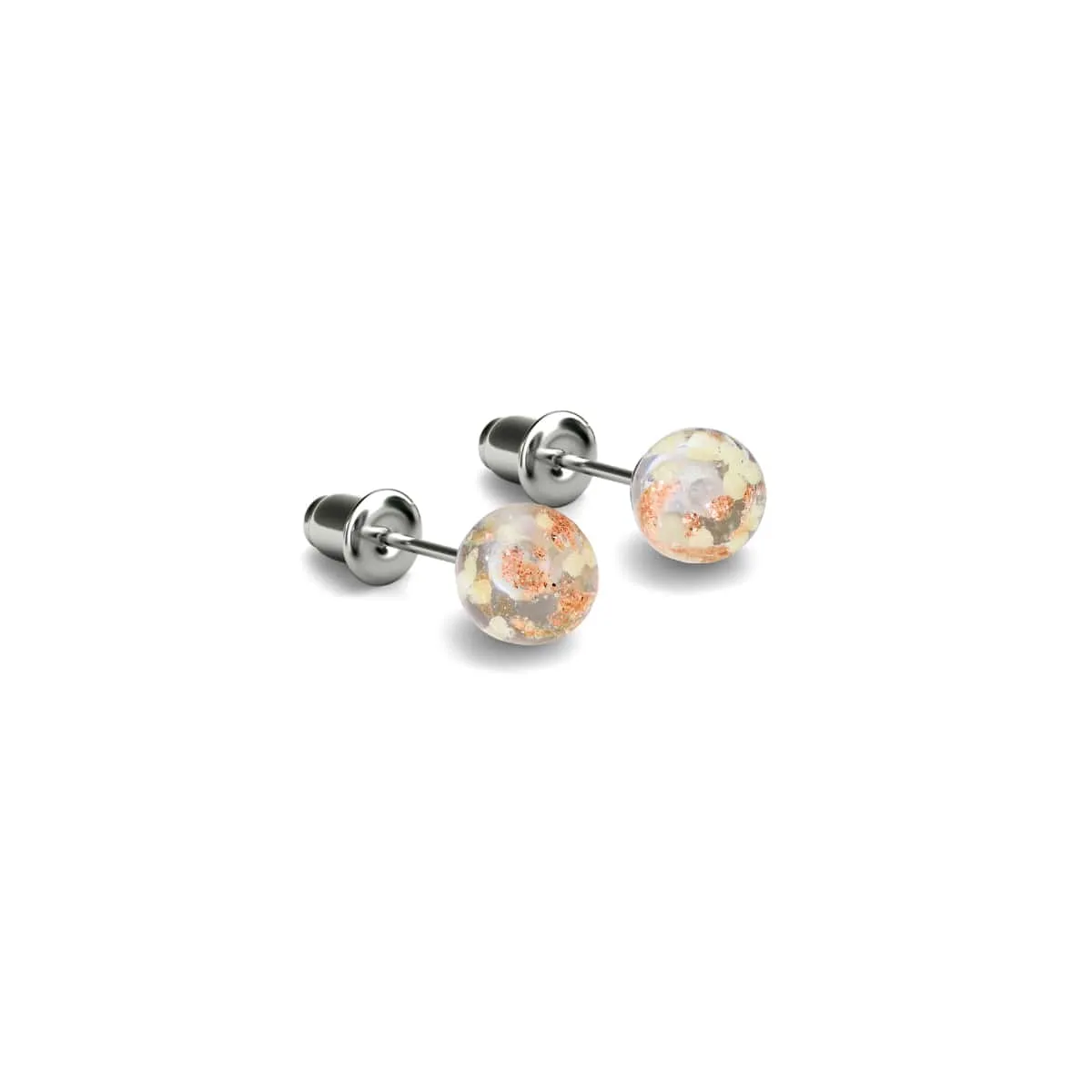 Alabaster | .925 Sterling Silver | Mini Firefly Glass Stud Earrings