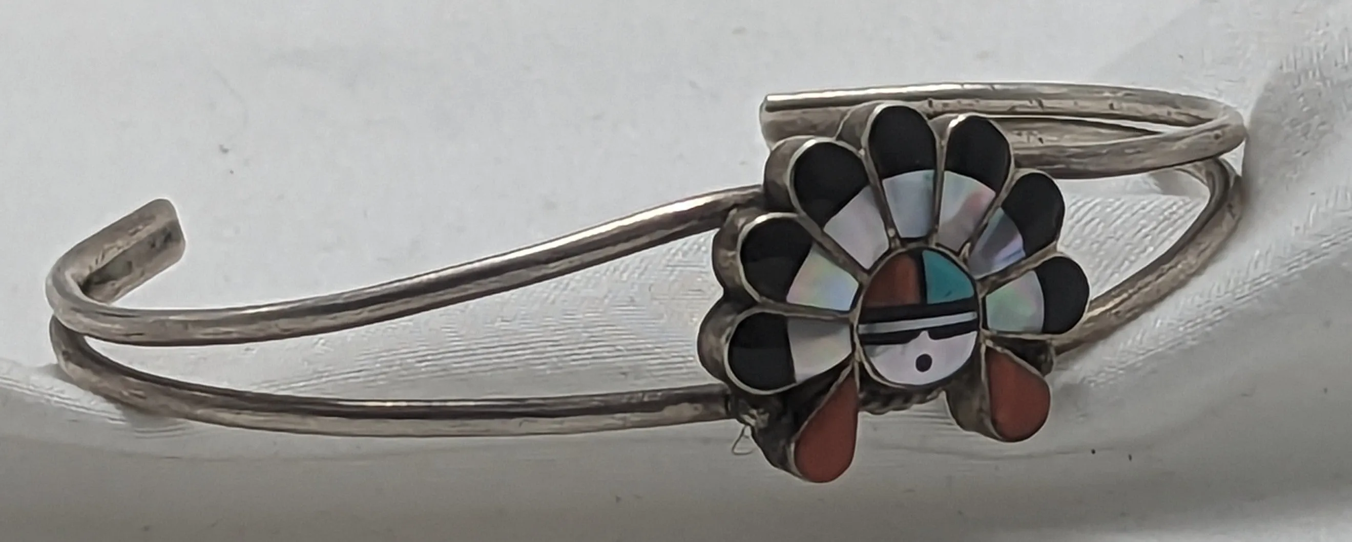 Andrew Laahte Zuni Sunface Multistone Inlay Cuff Bracelet