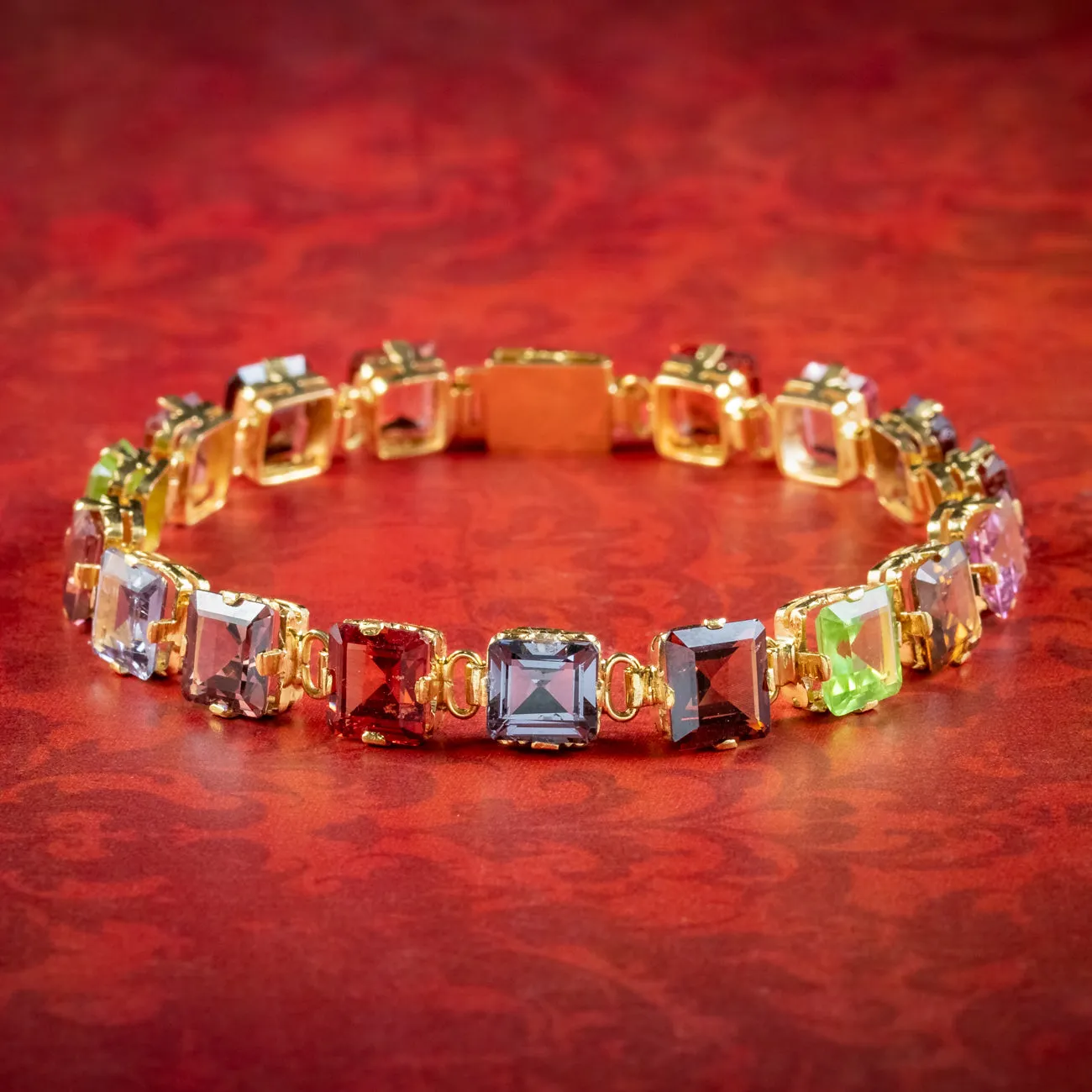 Antique Art Deco Gemstone Bracelet 18ct Gold