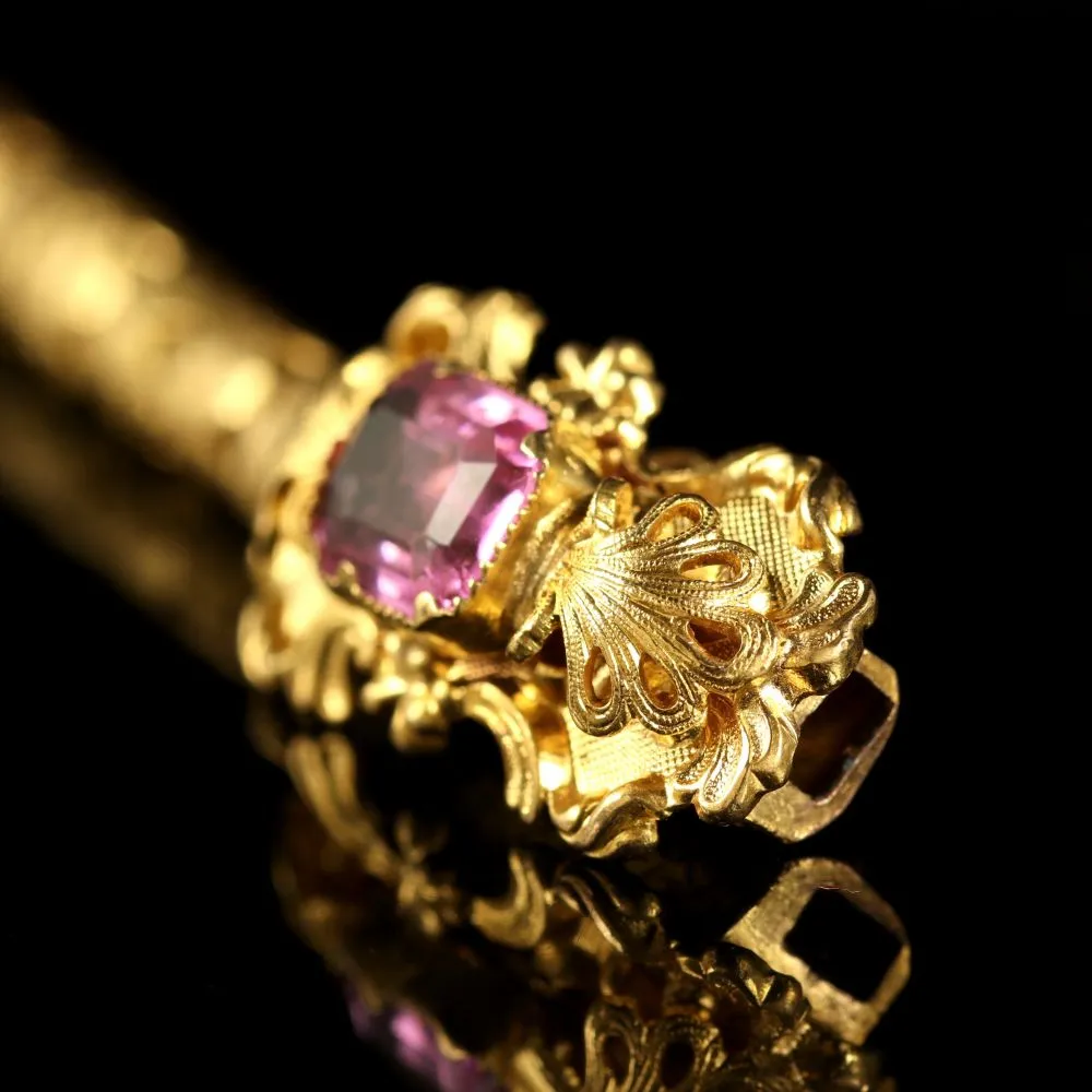 Antique Georgian Pink Topaz Bracelet 18Ct On Silver Circa 1800