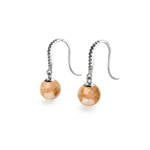 Apricot | .925 Sterling Silver | Firefly Glass Huggie Earrings