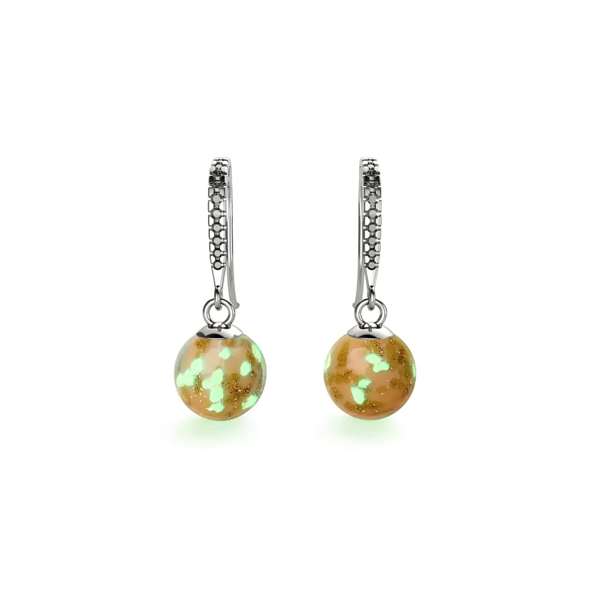 Apricot | .925 Sterling Silver | Firefly Glass Huggie Earrings