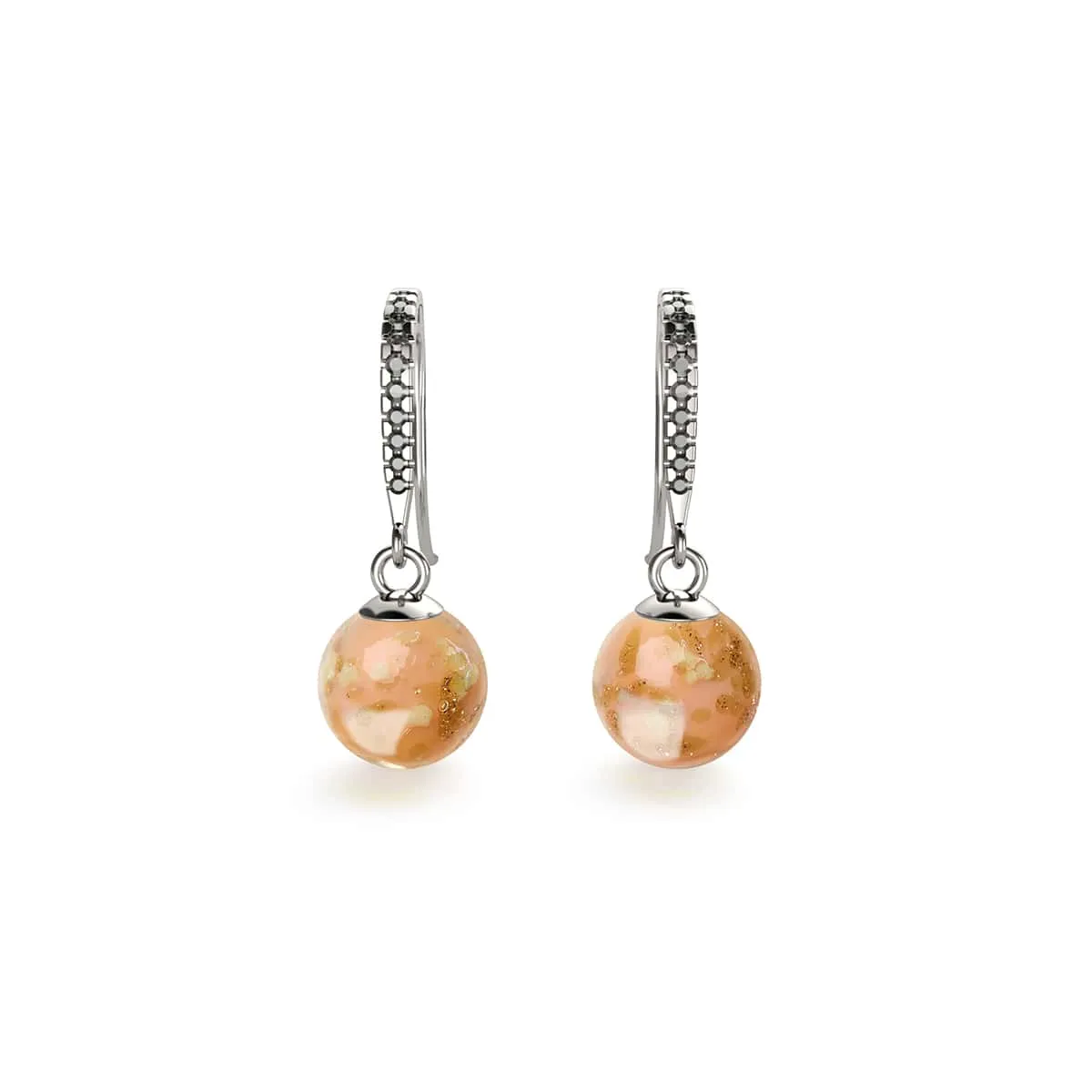 Apricot | .925 Sterling Silver | Firefly Glass Huggie Earrings