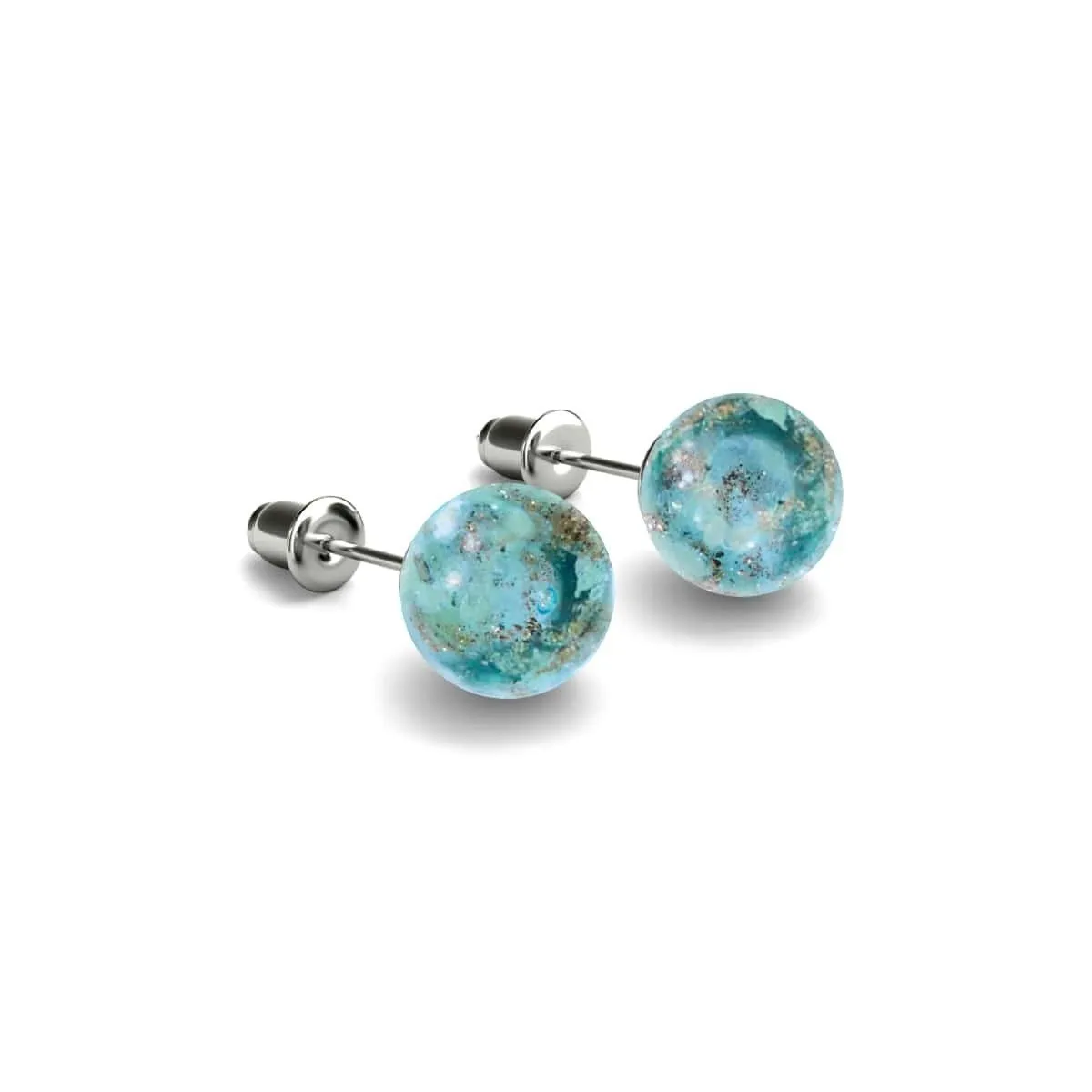 Arctic Blue | .925 Sterling Silver | Firefly Glass Stud Earrings