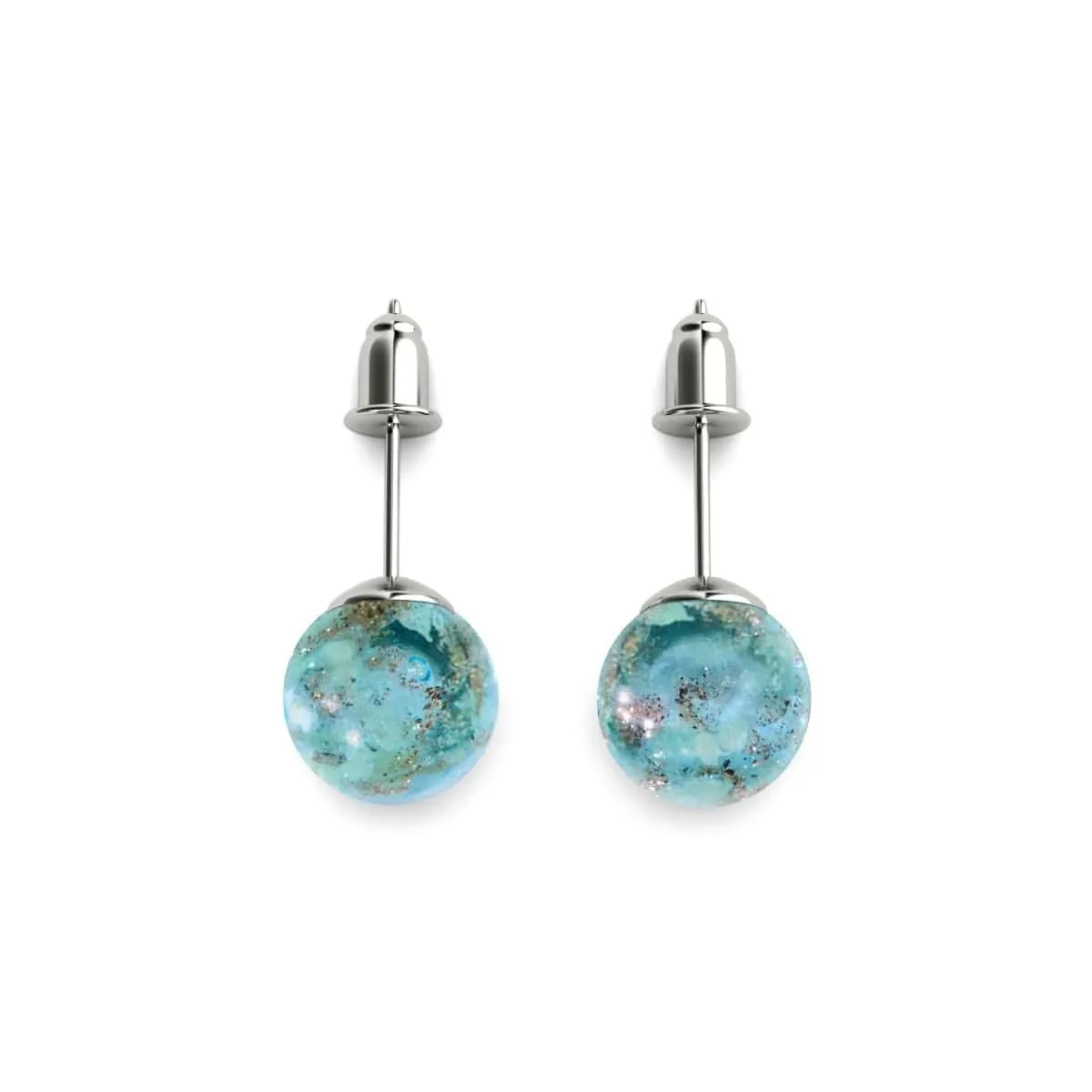 Arctic Blue | .925 Sterling Silver | Firefly Glass Stud Earrings