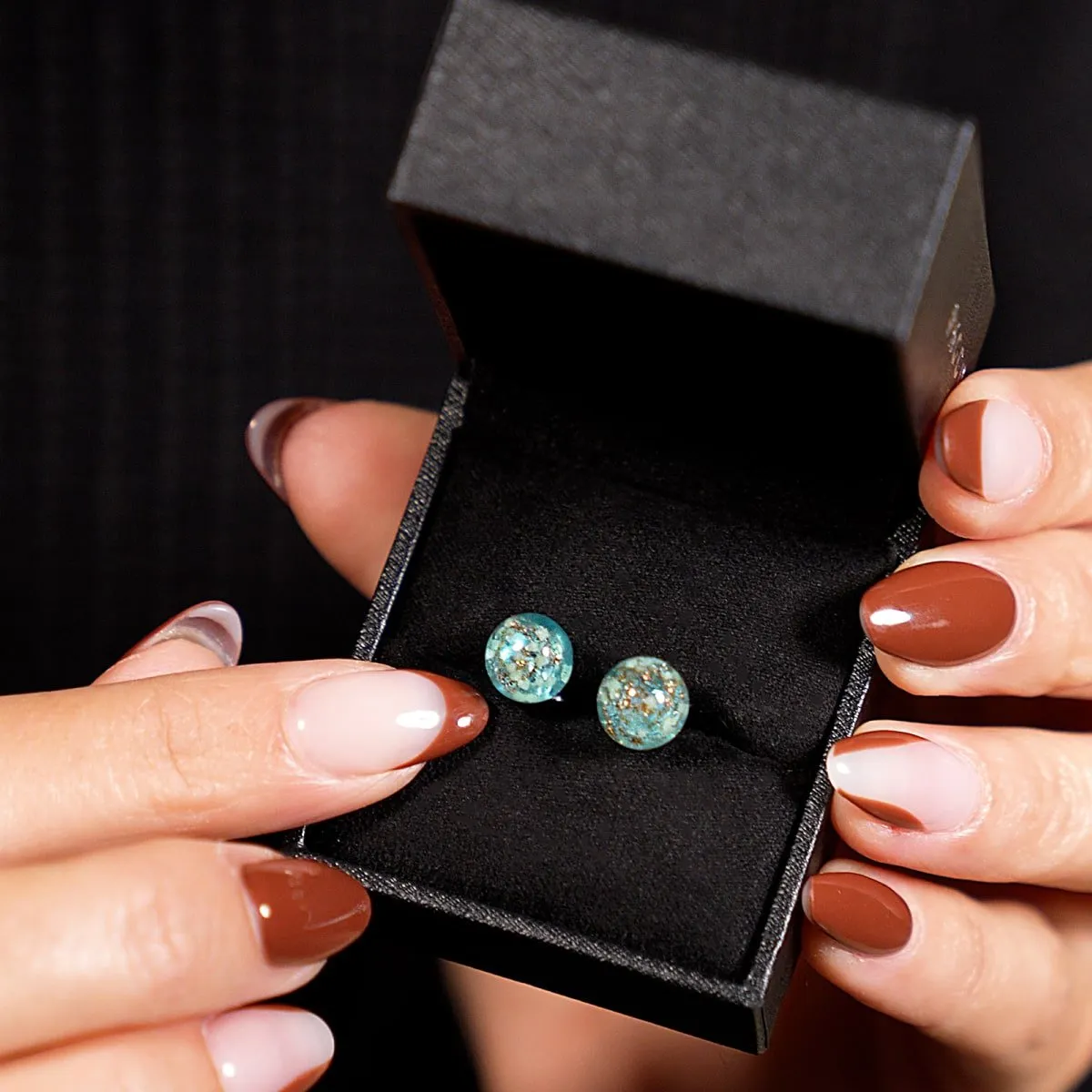 Arctic Blue | .925 Sterling Silver | Firefly Glass Stud Earrings