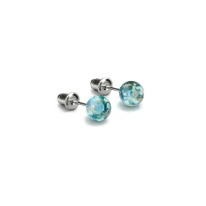 Arctic Blue | .925 Sterling Silver | Mini Firefly Glass Stud Earrings