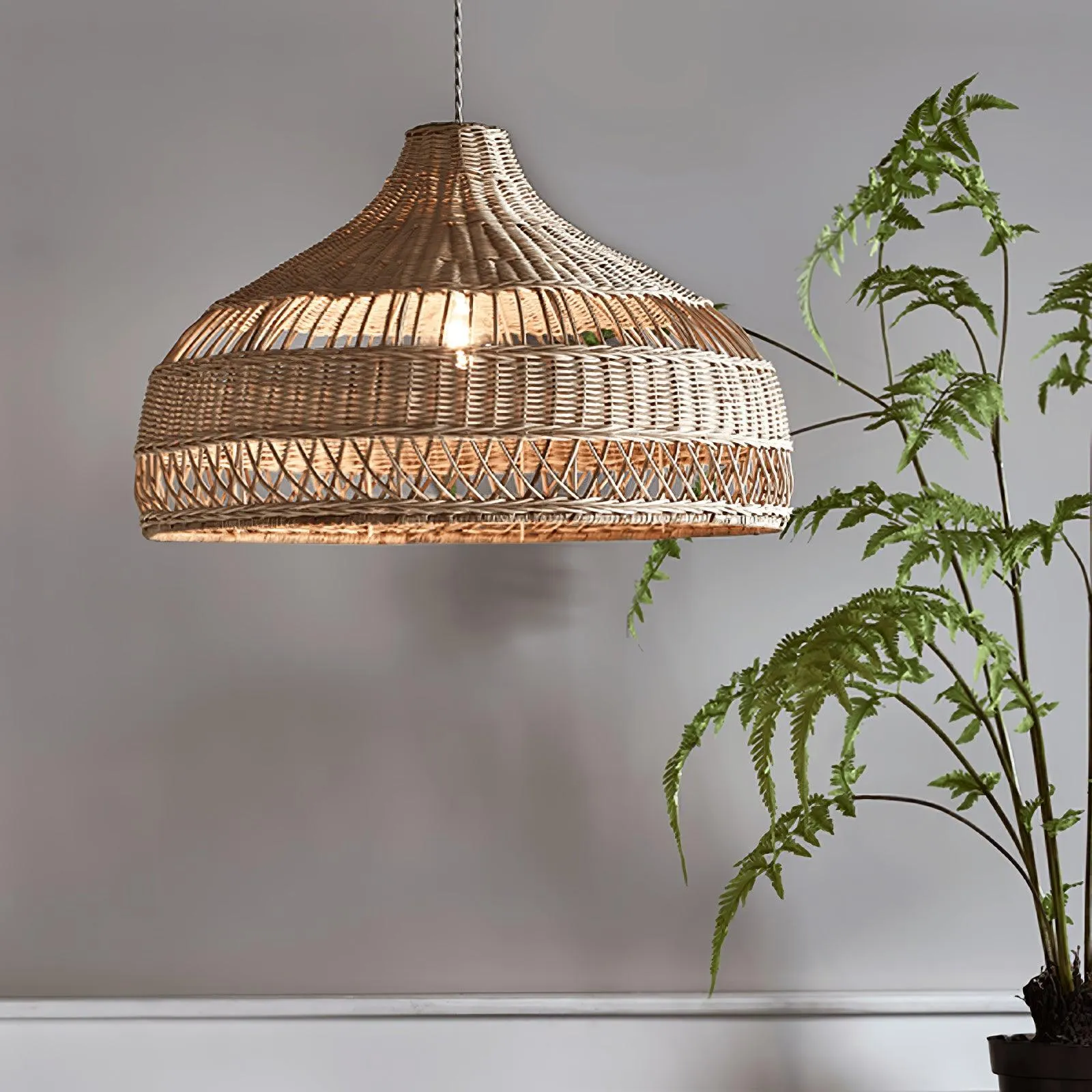 Artisanal Rattan Dome Pendant Lamp