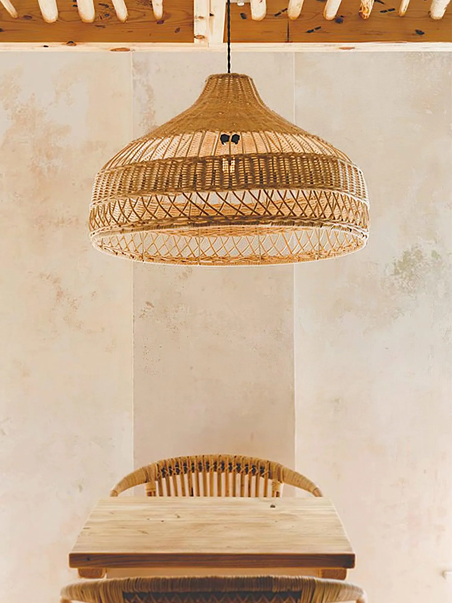 Artisanal Rattan Dome Pendant Lamp