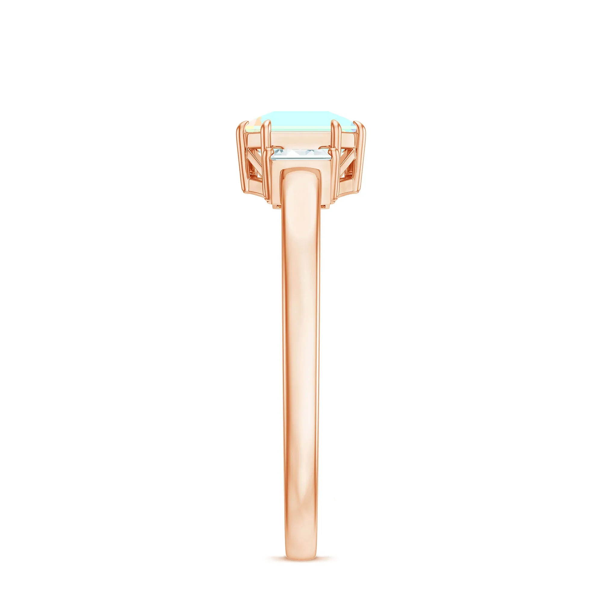 Asscher Cut Solitaire Ethiopian Opal Engagement Ring with Diamond