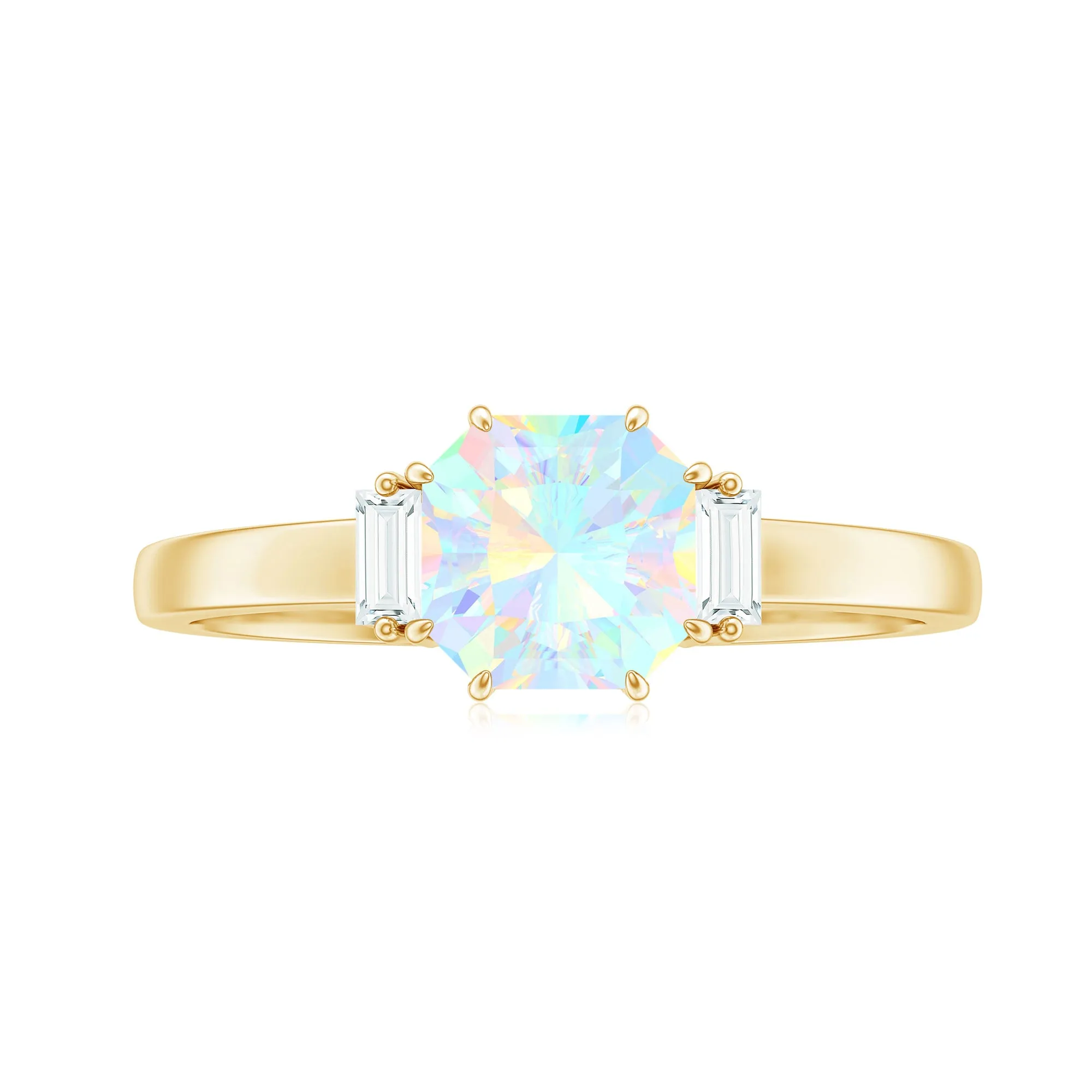 Asscher Cut Solitaire Ethiopian Opal Engagement Ring with Diamond