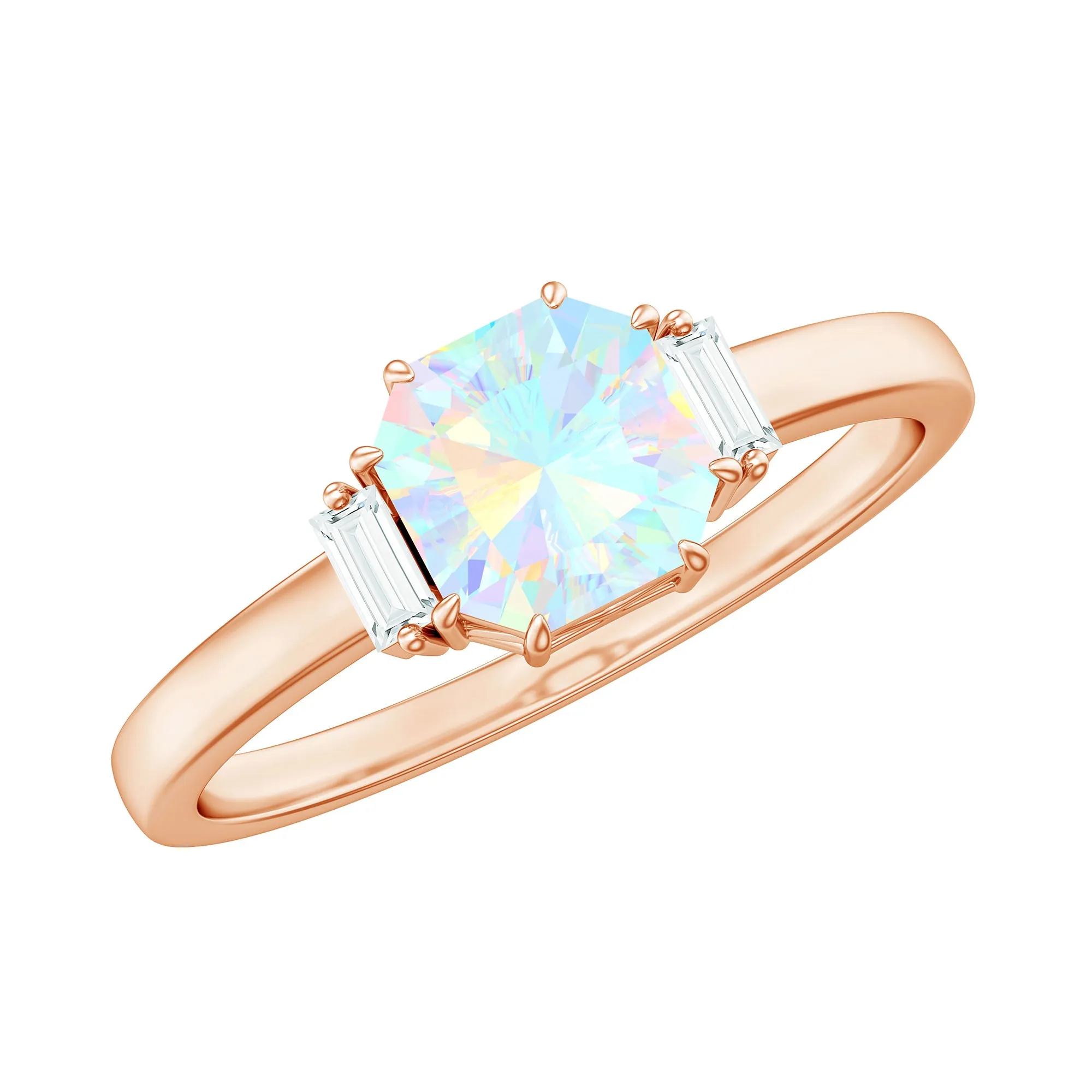 Asscher Cut Solitaire Ethiopian Opal Engagement Ring with Diamond