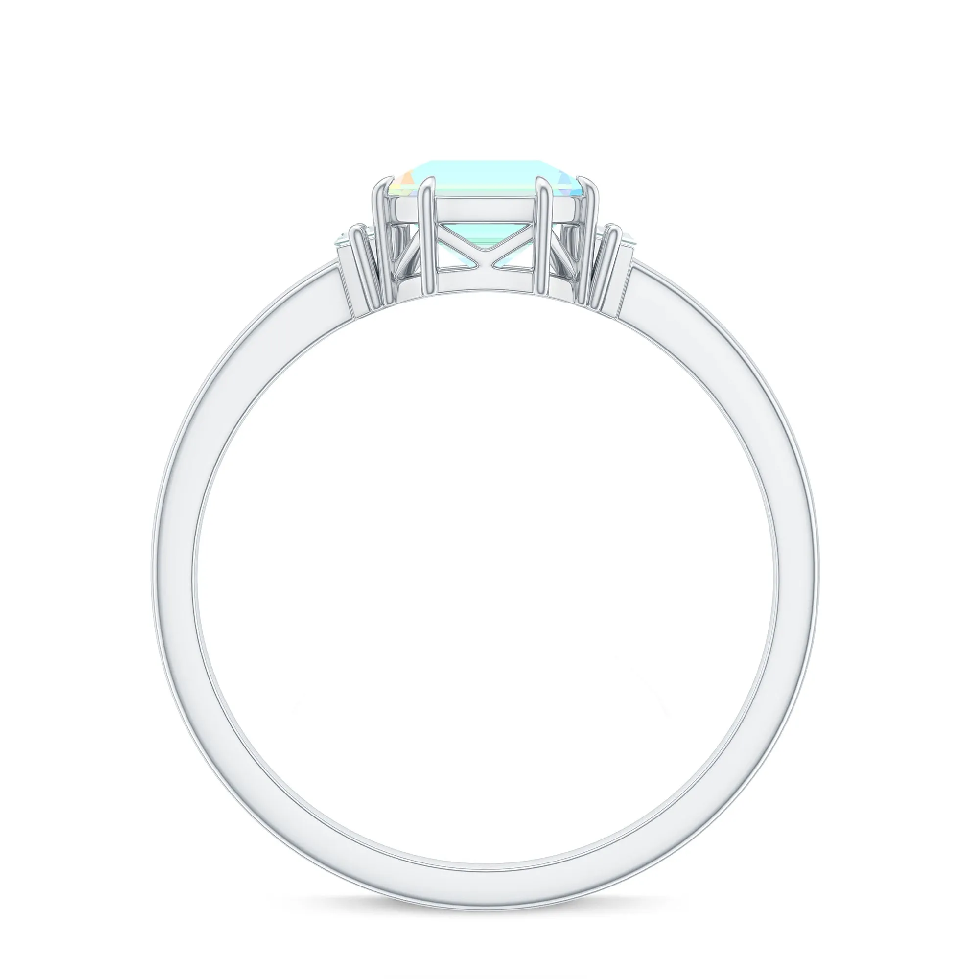 Asscher Cut Solitaire Ethiopian Opal Engagement Ring with Diamond