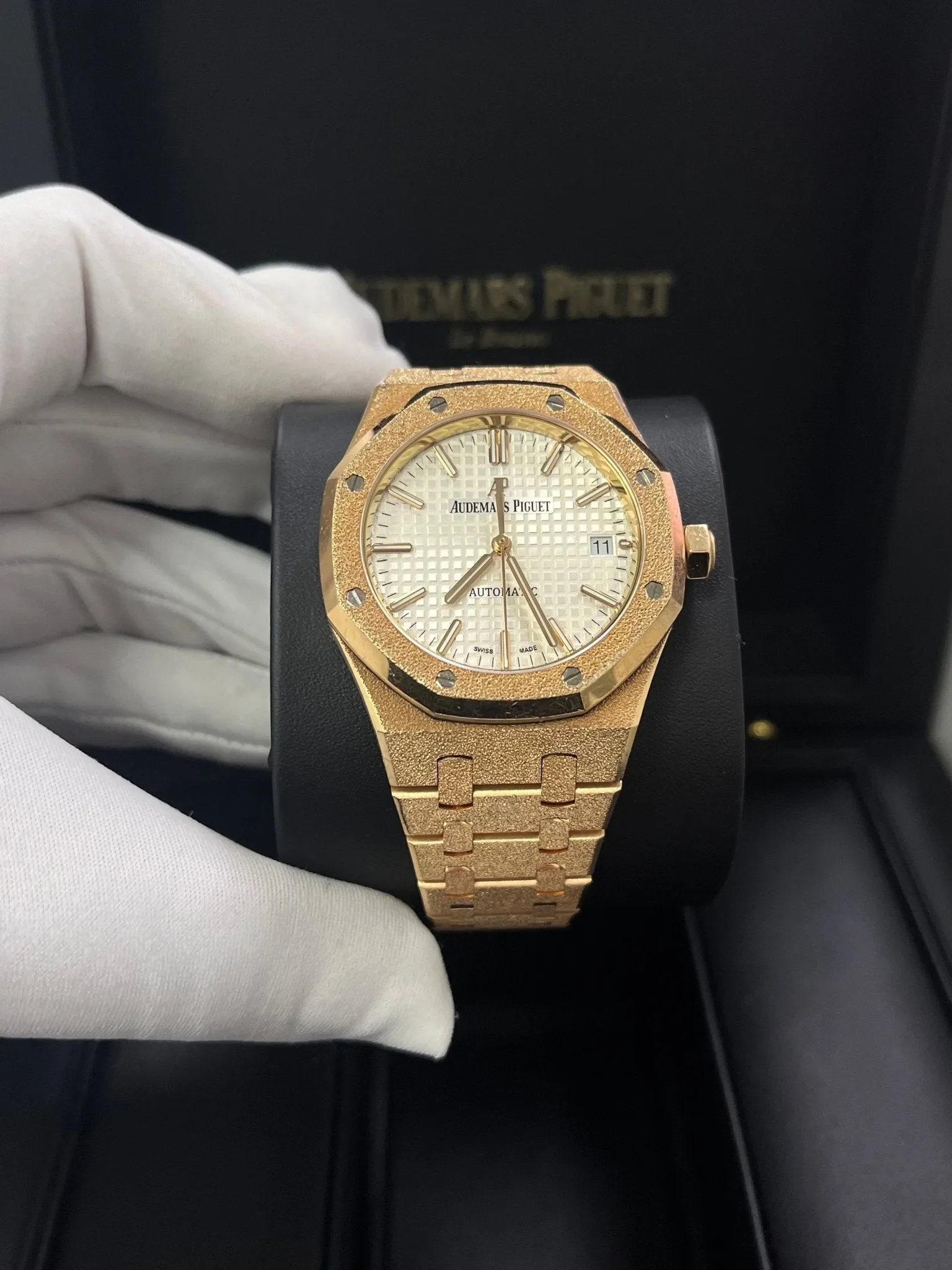 Audemars Piguet Royal Oak Lady Ladies 37mm Frosted Rose Gold White Dial 15454OR.GG.1259OR.01