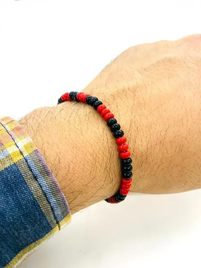 Azabache Black Red Beads Bracelet Protection Jewelry Pulsera Azabache 7.75" Proteccion