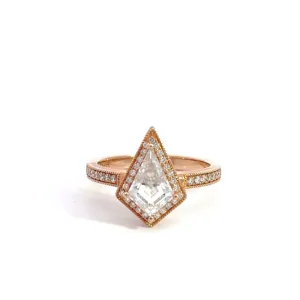 Baikalla 14k Rose Gold Halo Moissanite 1CT Kite Cut Engagement Ring