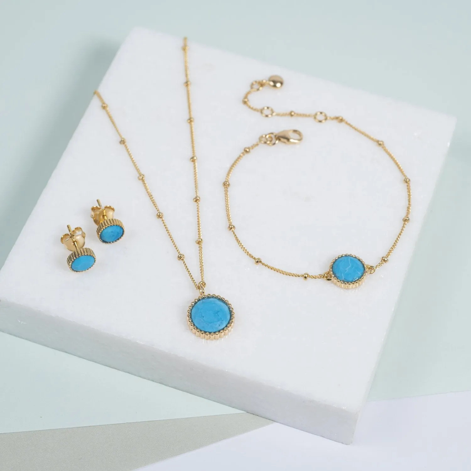 Barcelona December Birthstone Turquoise & Gold Vermeil Jewellery Set