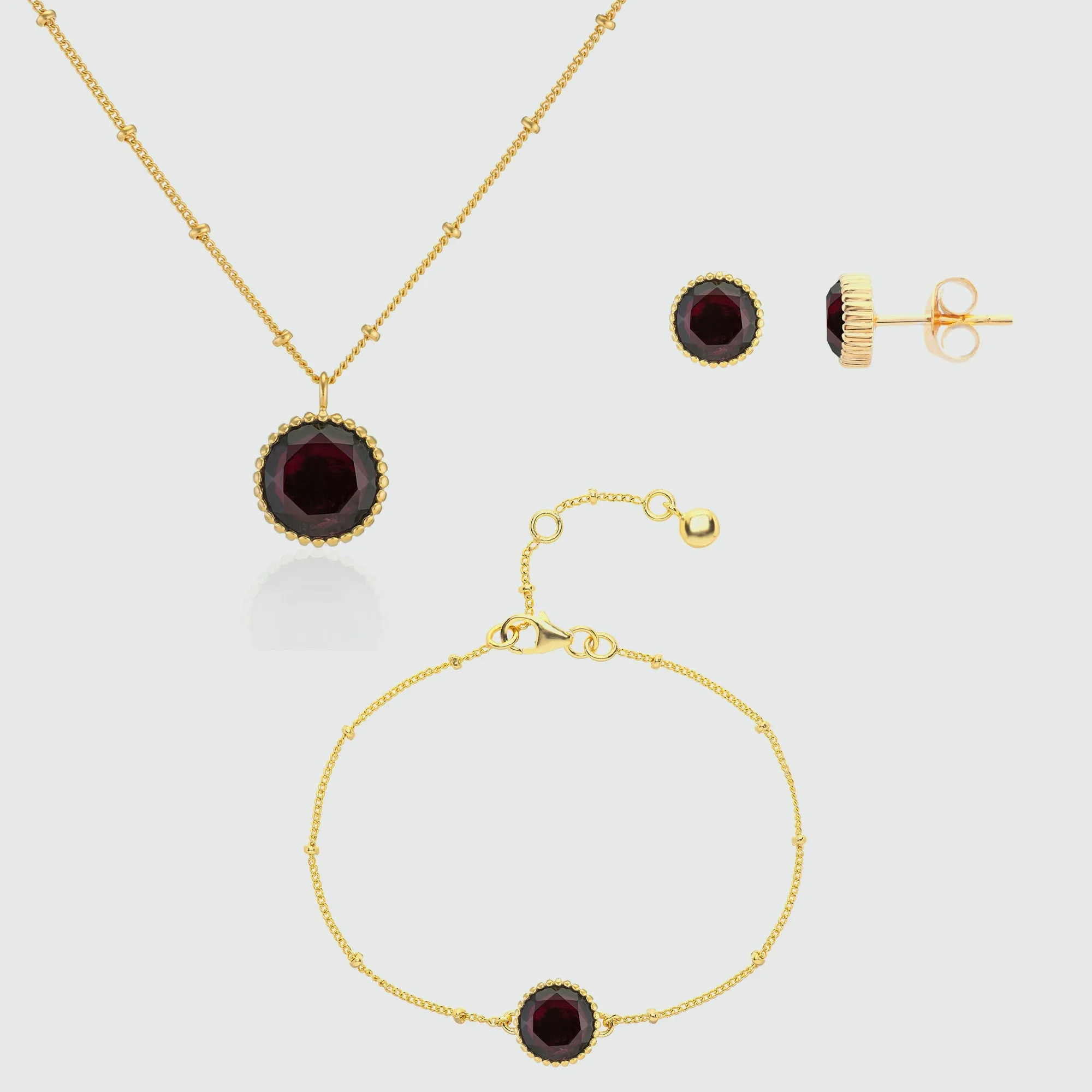 Barcelona January Birthstone Garnet & Gold Vermeil Jewellery Set