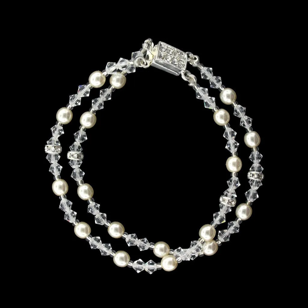 Beaded Pearl & Crystal Bridal Bracelet