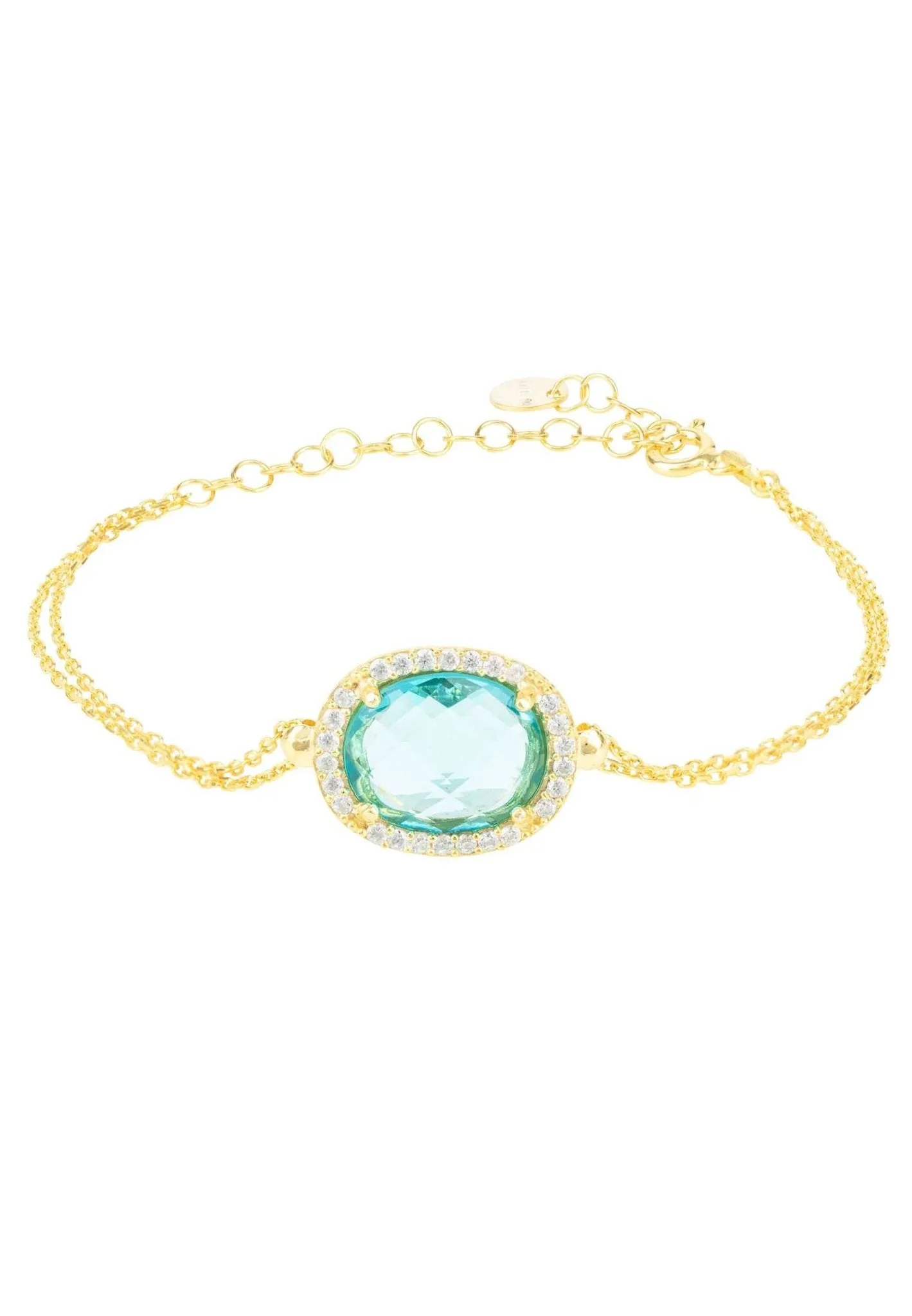 Beatrice Oval Gemstone Bracelet Gold Blue Topaz Hydro