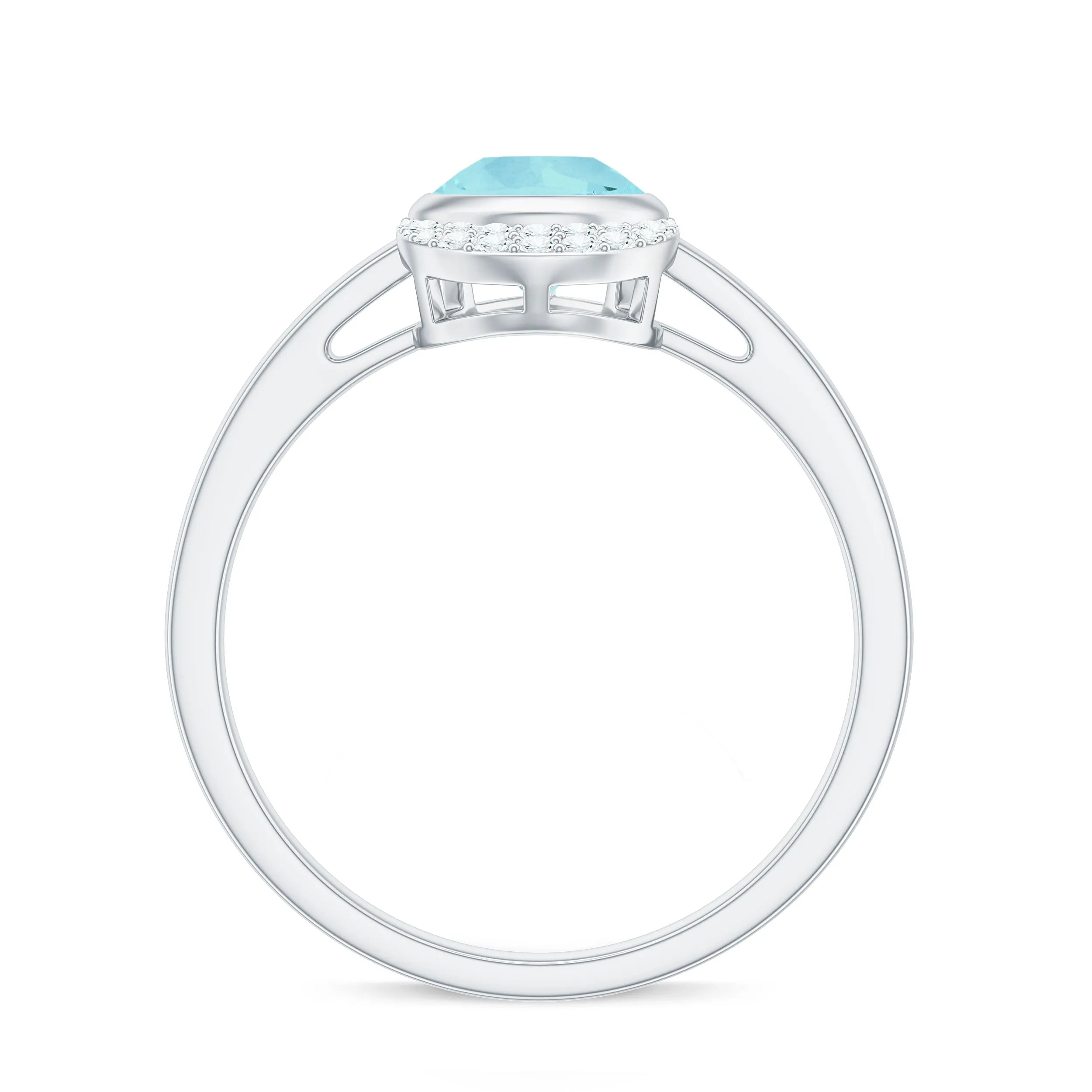 Bezel Set Sky Blue Topaz Teardrop Cocktail Ring with Diamond Accent