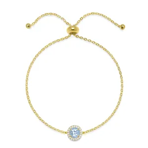 Birthstone & Diamond Bracelet- December Sky Blue Topaz