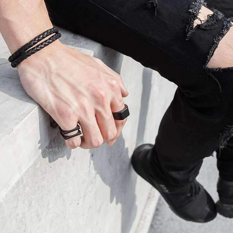 Black Braided Leather Bracelet