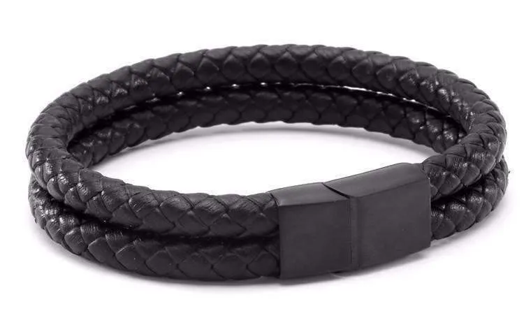 Black Braided Leather Bracelet