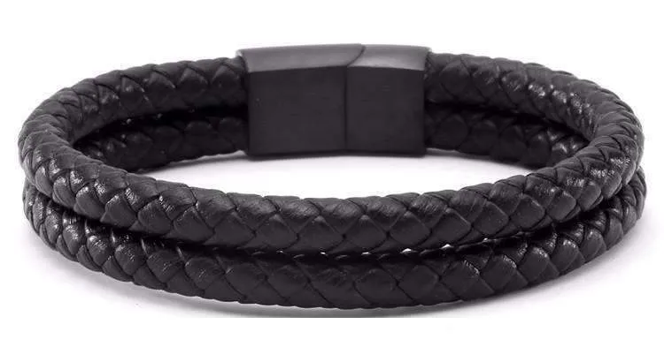 Black Braided Leather Bracelet