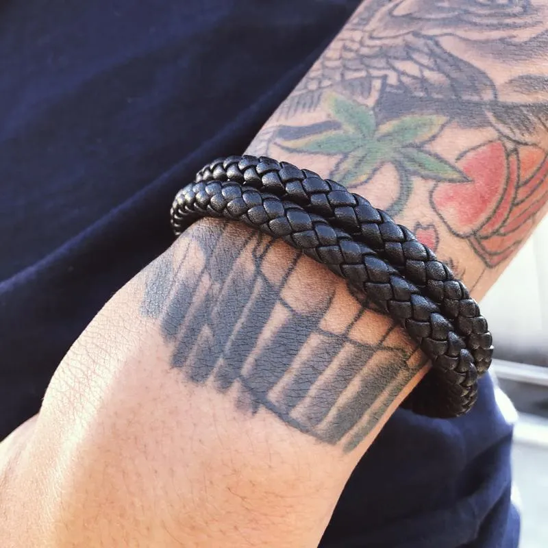 Black Braided Leather Bracelet