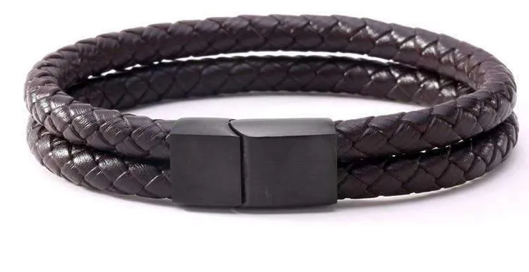 Black Braided Leather Bracelet