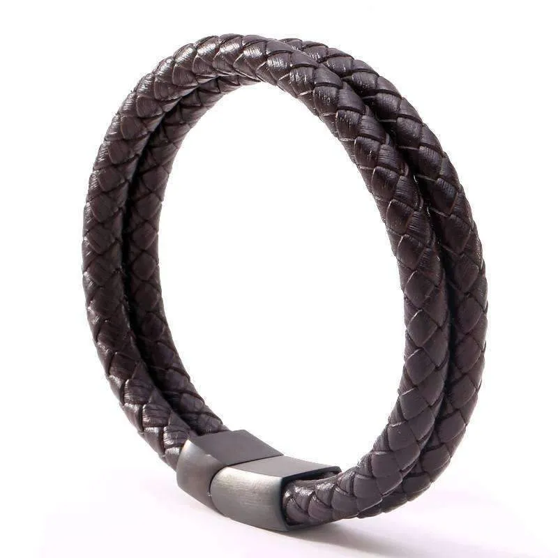 Black Braided Leather Bracelet