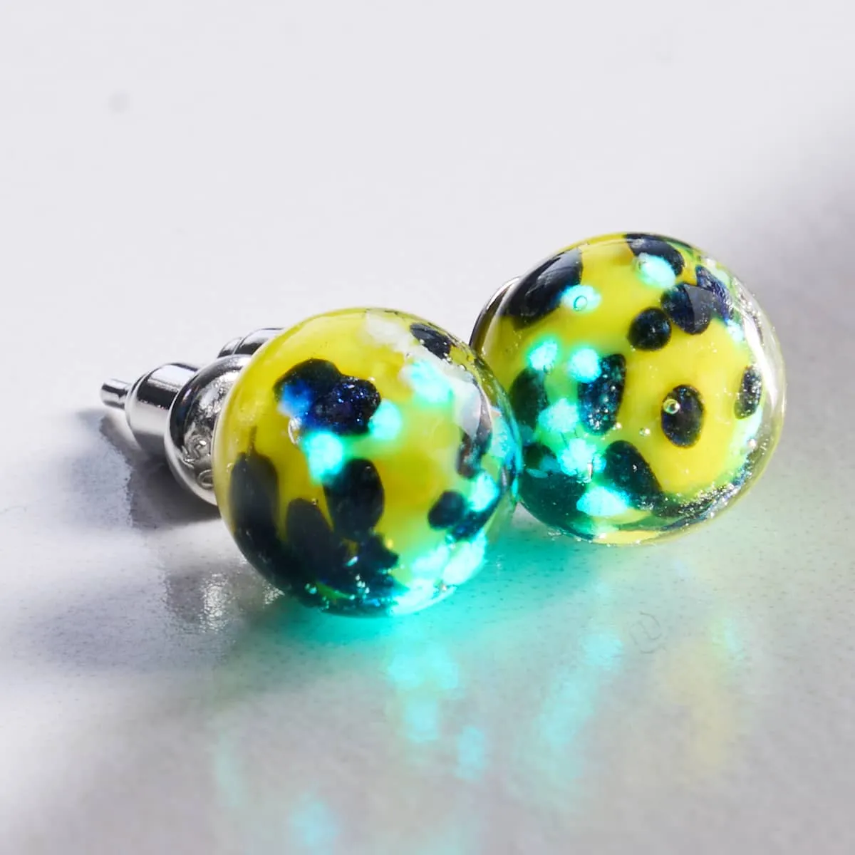 Blue Limoncello | .925 Sterling Silver | Firefly Glass Stud Earrings