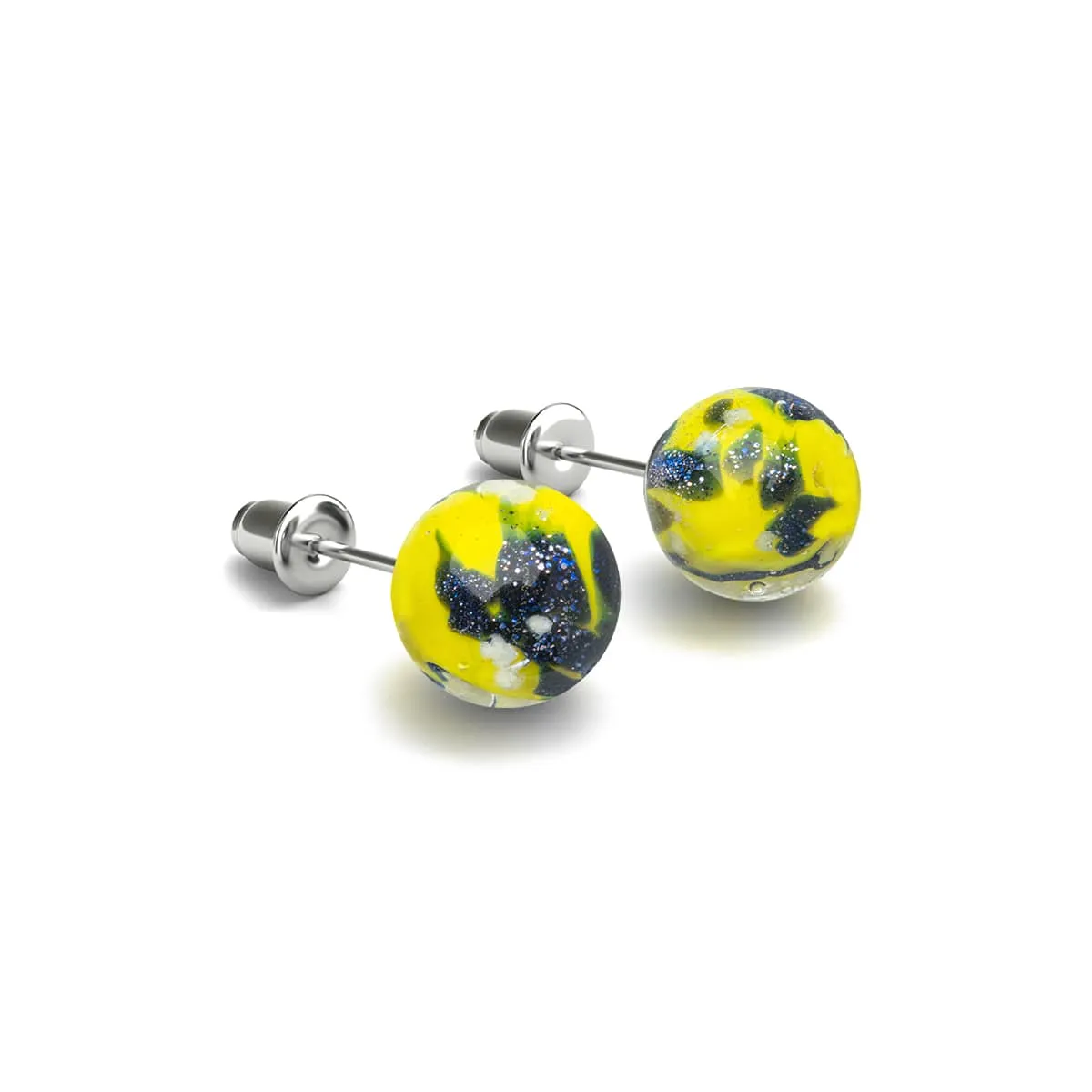 Blue Limoncello | .925 Sterling Silver | Firefly Glass Stud Earrings