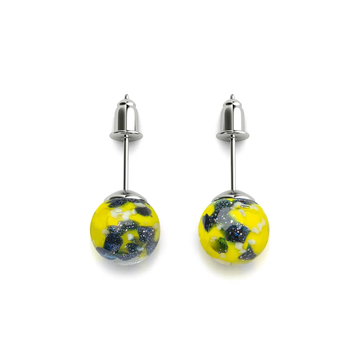 Blue Limoncello | .925 Sterling Silver | Firefly Glass Stud Earrings