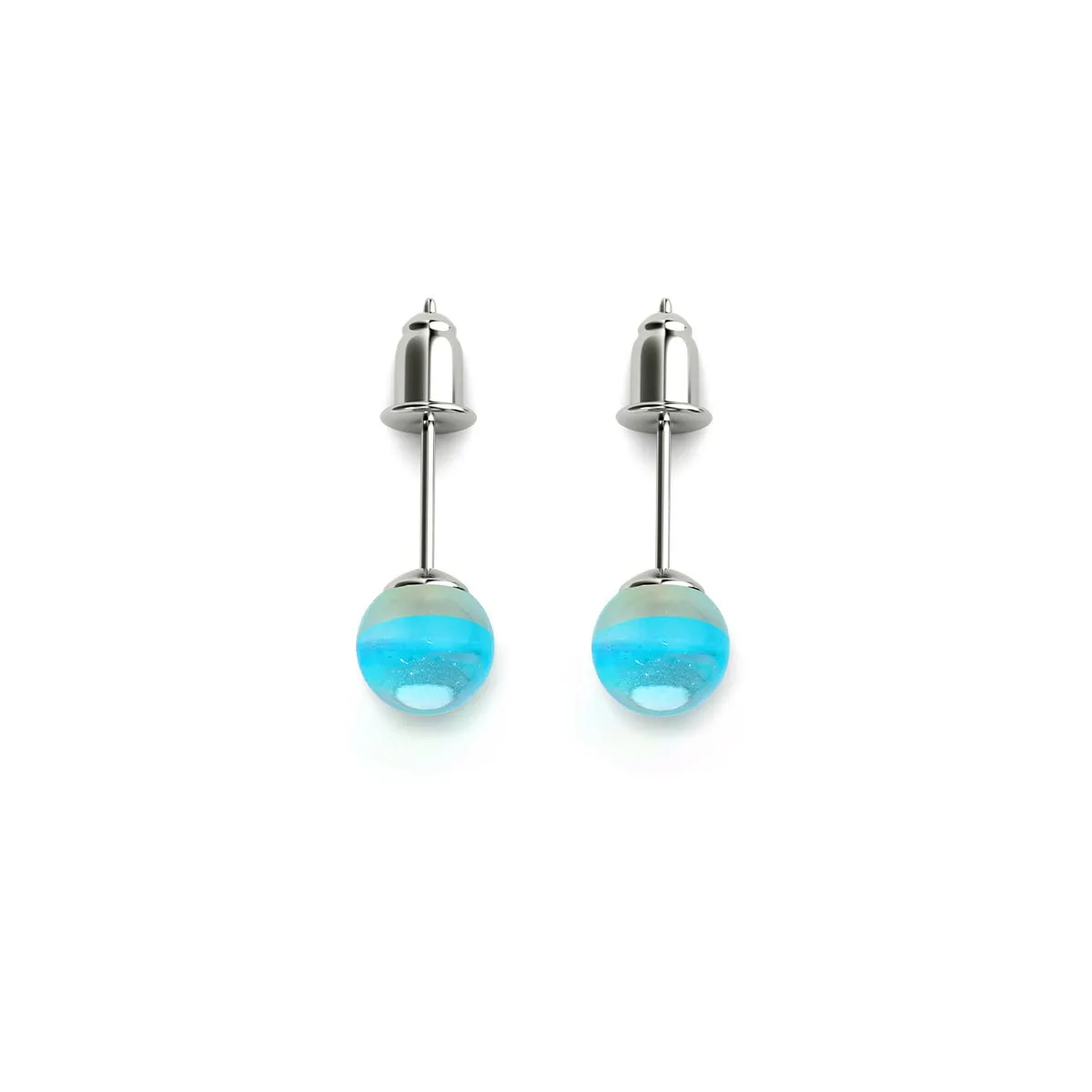 Blue Nebula | .925 Sterling Silver | Galaxy Glass Mini Stud Earrings