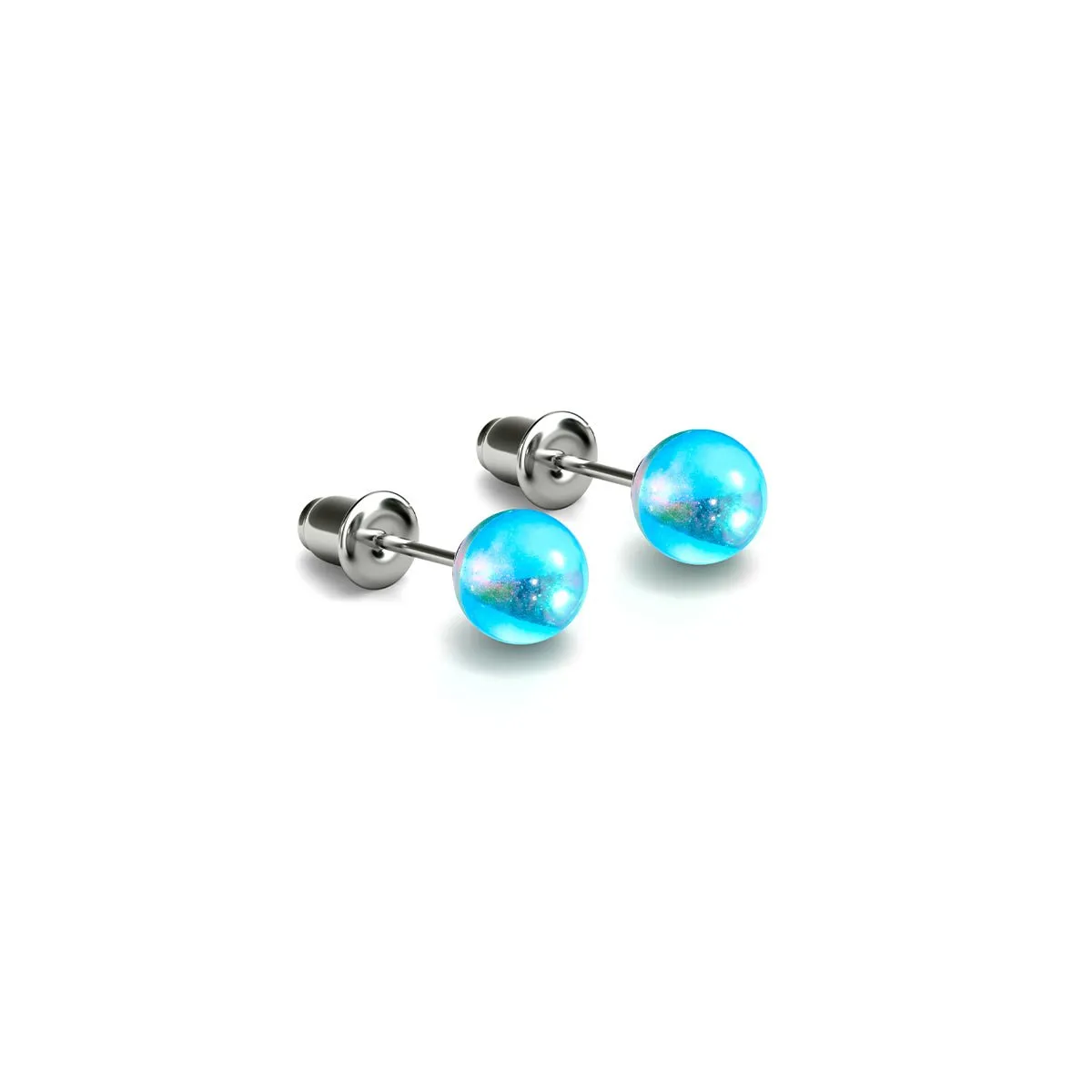 Blue Nebula | .925 Sterling Silver | Galaxy Glass Mini Stud Earrings