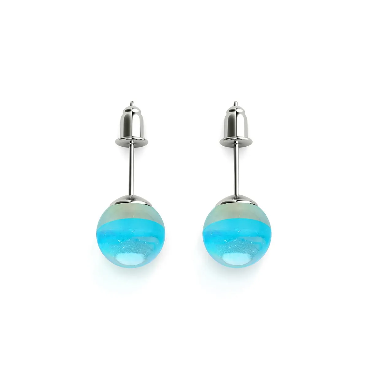 Blue Nebula | .925 Sterling Silver | Galaxy Glass Stud Earrings