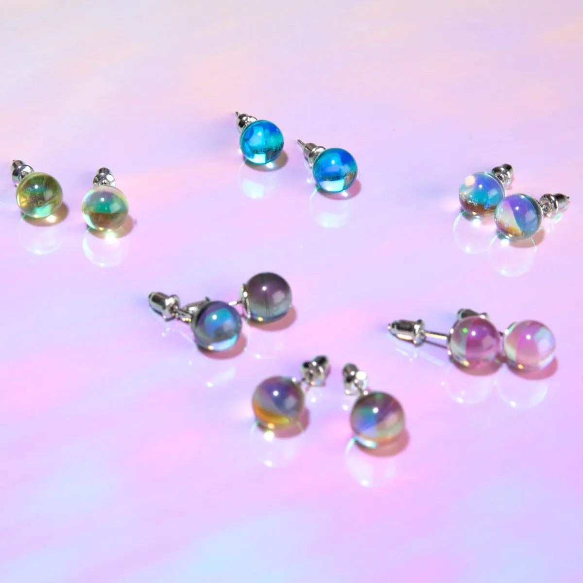 Blue Nebula | .925 Sterling Silver | Galaxy Glass Stud Earrings