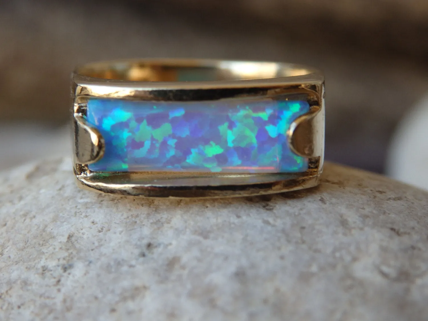 Blue Opal Band Ring