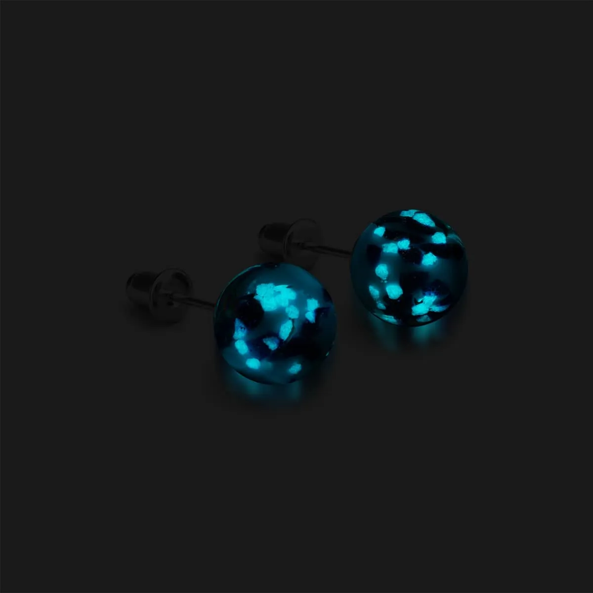 Blue Seaspray | .925 Sterling Silver | Firefly Glass Stud Earrings