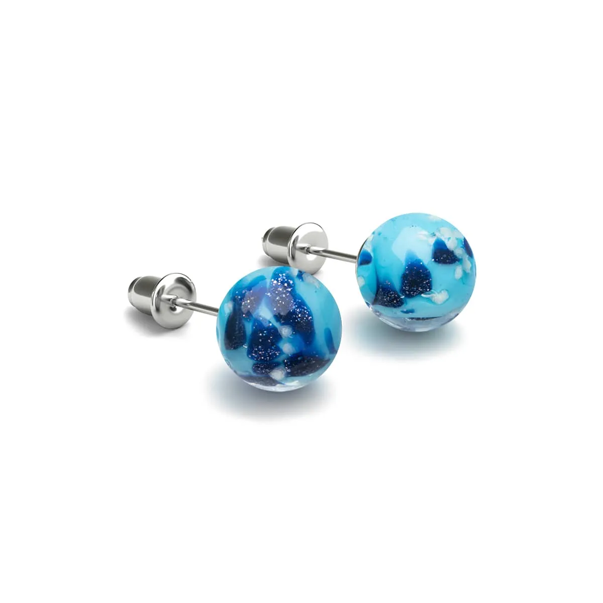 Blue Seaspray | .925 Sterling Silver | Firefly Glass Stud Earrings