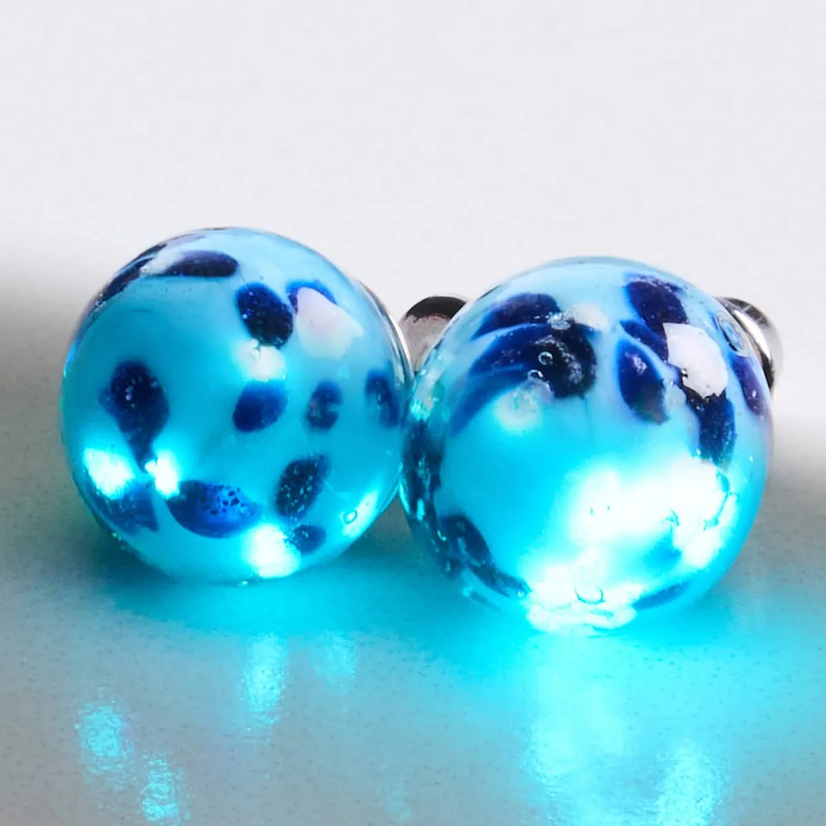 Blue Seaspray | .925 Sterling Silver | Firefly Glass Stud Earrings