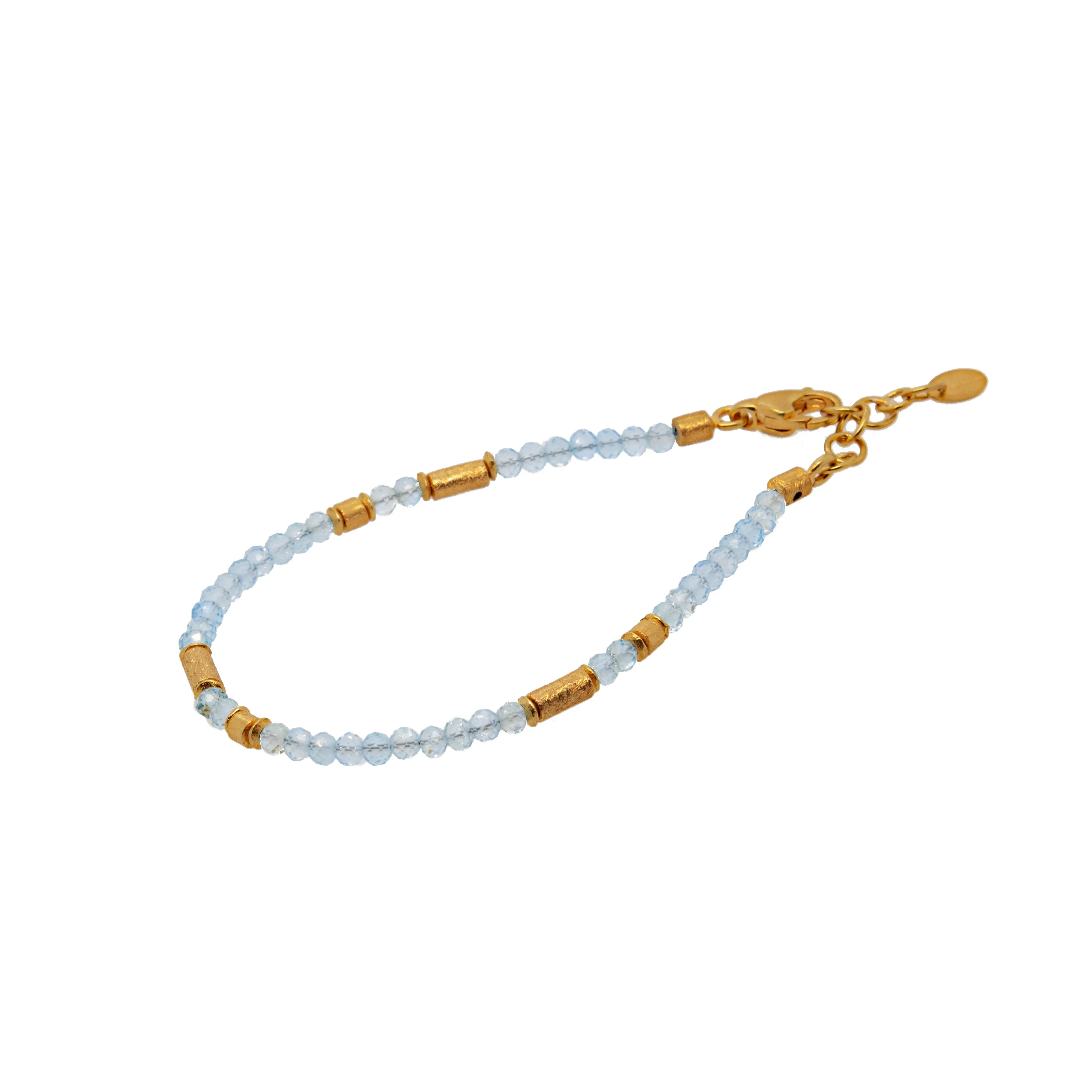 Blue Topaz 3mm Bracelet 24K Fair Trade Gold Vermeil