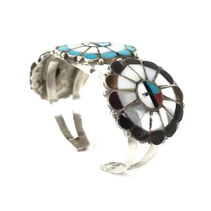 Bob Pedro Multi-Gemstone Inlay Sunface Cluster Bracelet