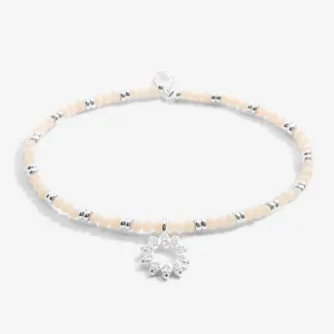 Boho Beads Sun White & Silver 17.5cm Stretch Bracelet 6813