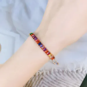 Boho Rainbow Tennis Bracelets For Women Adjustable Women's Bracelet Zircon Jewellry Friend Gift Wholesale Jewery