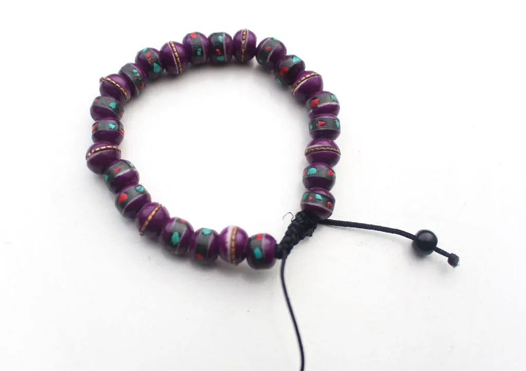 Bone Inlaid Purple Wrist Yoga Bracelet