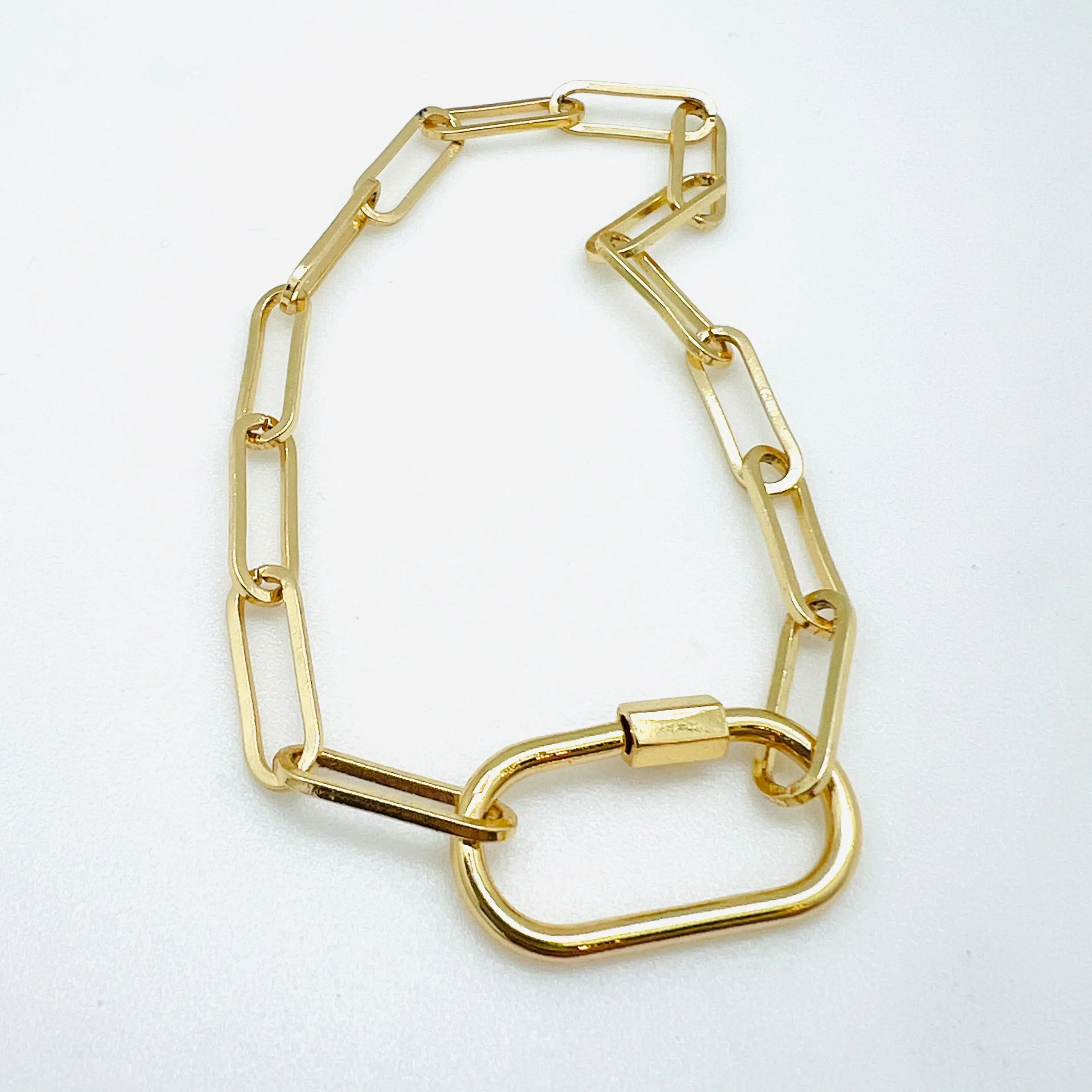 Brass Plated Paperclip Carabiner Bracelet